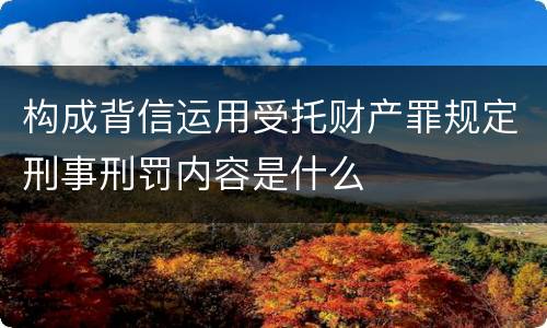 构成背信运用受托财产罪规定刑事刑罚内容是什么