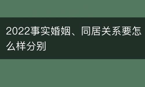 2022事实婚姻、同居关系要怎么样分别