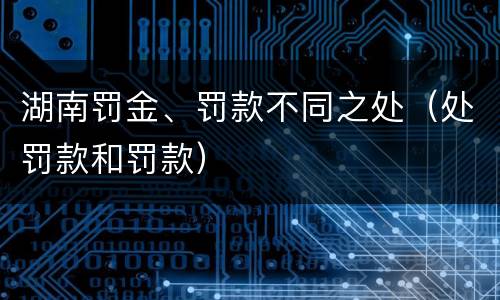湖南罚金、罚款不同之处（处罚款和罚款）