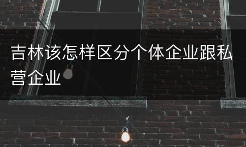 吉林该怎样区分个体企业跟私营企业