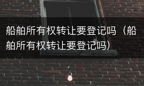 船舶所有权转让要登记吗（船舶所有权转让要登记吗）
