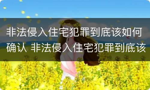 非法侵入住宅犯罪到底该如何确认 非法侵入住宅犯罪到底该如何确认罪名