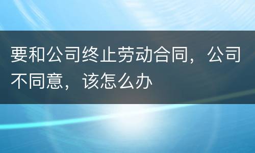 要和公司终止劳动合同，公司不同意，该怎么办