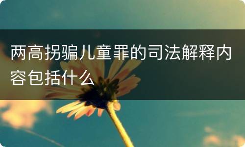两高拐骗儿童罪的司法解释内容包括什么