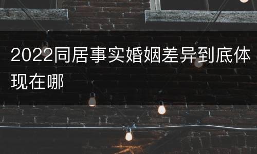 2022同居事实婚姻差异到底体现在哪