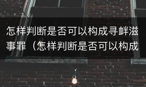 怎样判断是否可以构成寻衅滋事罪（怎样判断是否可以构成寻衅滋事罪行）