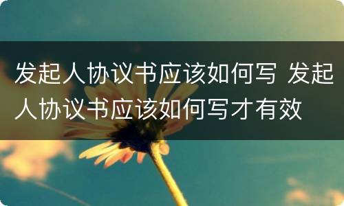 发起人协议书应该如何写 发起人协议书应该如何写才有效