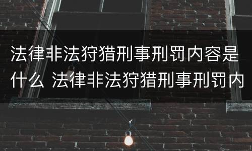 法律非法狩猎刑事刑罚内容是什么 法律非法狩猎刑事刑罚内容是什么意思