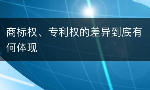 商标权、专利权的差异到底有何体现