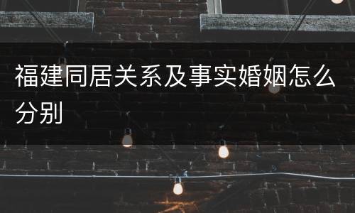 福建同居关系及事实婚姻怎么分别