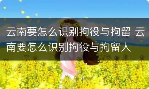 云南要怎么识别拘役与拘留 云南要怎么识别拘役与拘留人