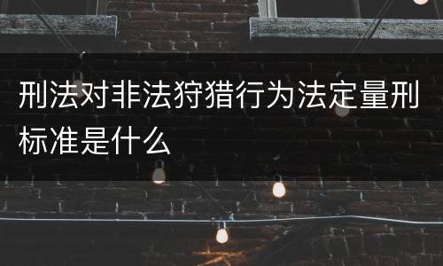 刑法对非法狩猎行为法定量刑标准是什么