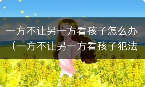 一方不让另一方看孩子怎么办（一方不让另一方看孩子犯法吗）