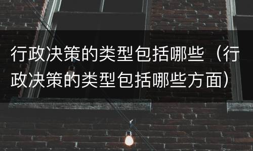 行政决策的类型包括哪些（行政决策的类型包括哪些方面）