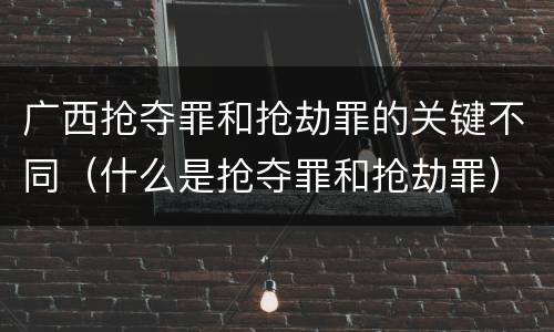 广西抢夺罪和抢劫罪的关键不同（什么是抢夺罪和抢劫罪）