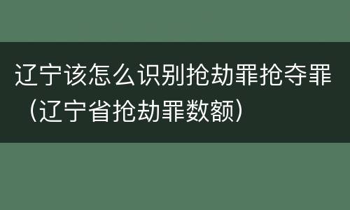 辽宁该怎么识别抢劫罪抢夺罪（辽宁省抢劫罪数额）