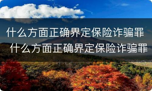 什么方面正确界定保险诈骗罪 什么方面正确界定保险诈骗罪案件
