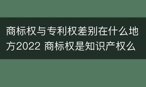 商标权与专利权差别在什么地方2022 商标权是知识产权么