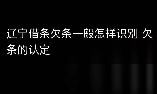 辽宁借条欠条一般怎样识别 欠条的认定