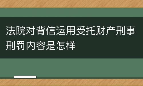 法院对背信运用受托财产刑事刑罚内容是怎样