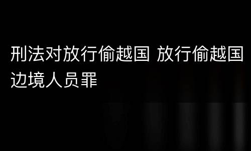 刑法对放行偷越国 放行偷越国边境人员罪