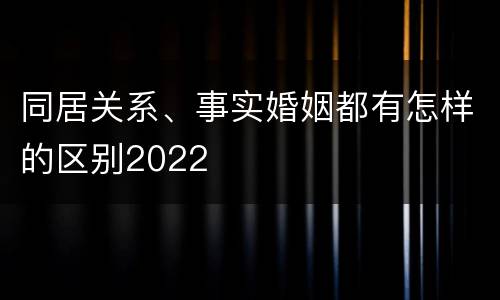 同居关系、事实婚姻都有怎样的区别2022
