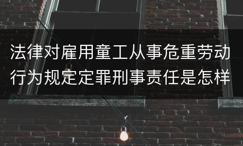 法律对雇用童工从事危重劳动行为规定定罪刑事责任是怎样