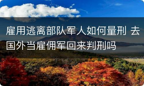 雇用逃离部队军人如何量刑 去国外当雇佣军回来判刑吗