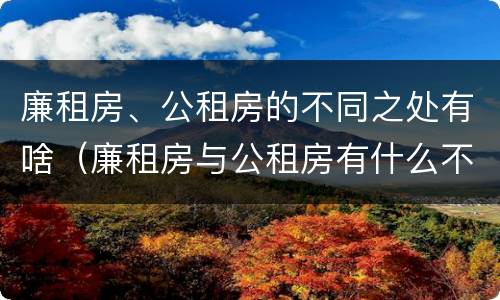 廉租房、公租房的不同之处有啥（廉租房与公租房有什么不同）
