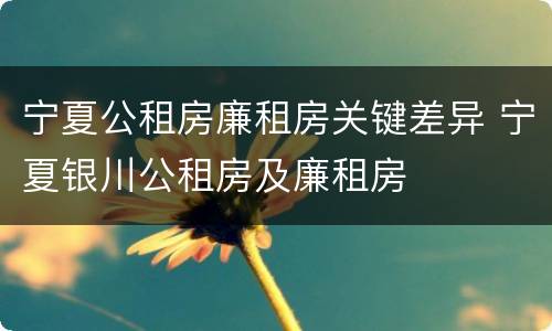 宁夏公租房廉租房关键差异 宁夏银川公租房及廉租房