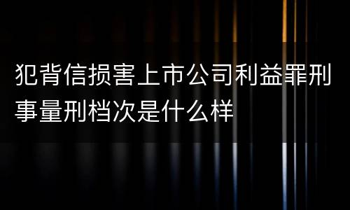 犯背信损害上市公司利益罪刑事量刑档次是什么样