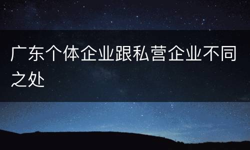 广东个体企业跟私营企业不同之处