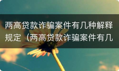 两高贷款诈骗案件有几种解释规定（两高贷款诈骗案件有几种解释规定最新）