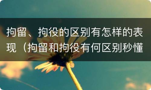 拘留、拘役的区别有怎样的表现（拘留和拘役有何区别秒懂百科）