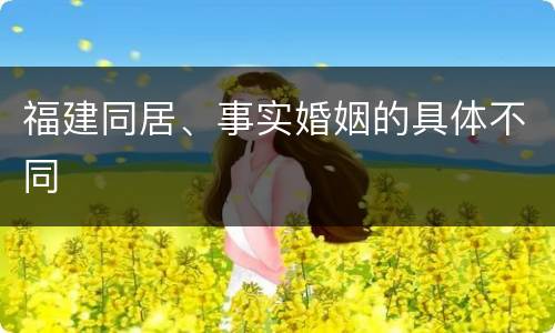 福建同居、事实婚姻的具体不同
