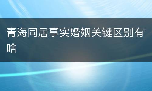 青海同居事实婚姻关键区别有啥