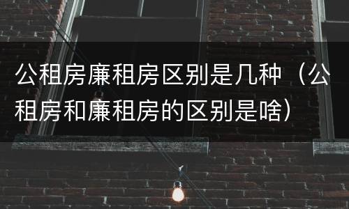 公租房廉租房区别是几种（公租房和廉租房的区别是啥）