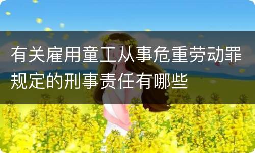 有关雇用童工从事危重劳动罪规定的刑事责任有哪些