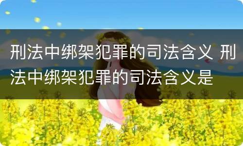 刑法中绑架犯罪的司法含义 刑法中绑架犯罪的司法含义是
