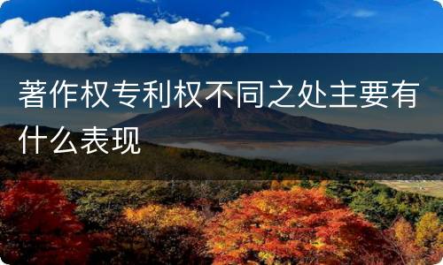 著作权专利权不同之处主要有什么表现