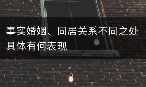 事实婚姻、同居关系不同之处具体有何表现