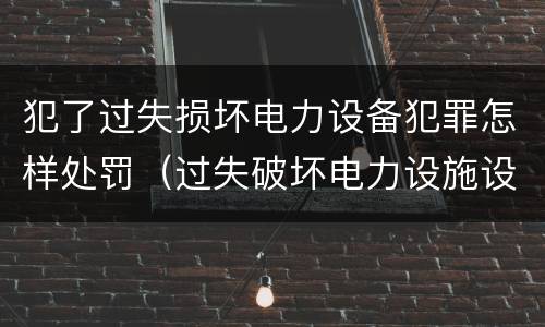 犯了过失损坏电力设备犯罪怎样处罚（过失破坏电力设施设备罪）