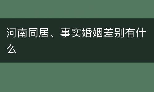 河南同居、事实婚姻差别有什么