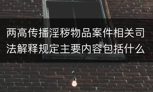 两高传播淫秽物品案件相关司法解释规定主要内容包括什么