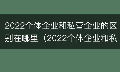 2022个体企业和私营企业的区别在哪里（2022个体企业和私营企业的区别在哪里呢）