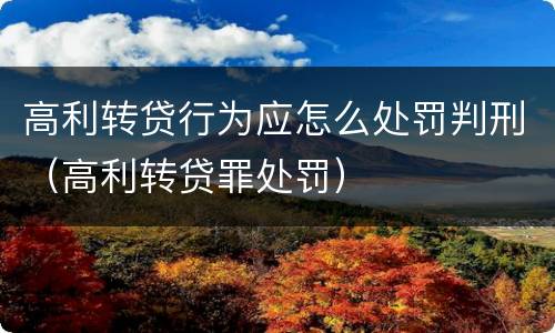 高利转贷行为应怎么处罚判刑（高利转贷罪处罚）