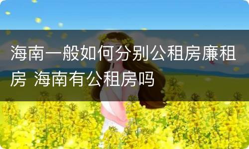 海南一般如何分别公租房廉租房 海南有公租房吗