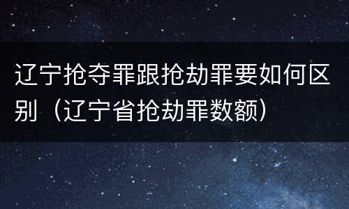 辽宁抢夺罪跟抢劫罪要如何区别（辽宁省抢劫罪数额）