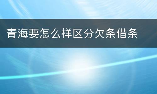 青海要怎么样区分欠条借条