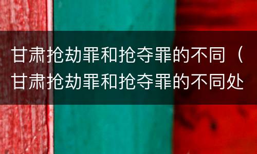 甘肃抢劫罪和抢夺罪的不同（甘肃抢劫罪和抢夺罪的不同处罚）